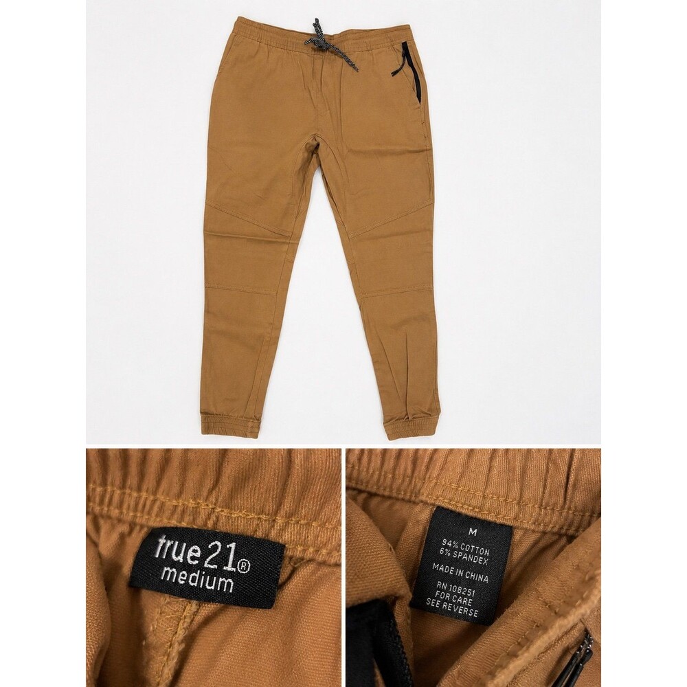 Rue21 Men’s Performance Jogger Pants Medium Tan Athletic Tapered Zip Pocket
